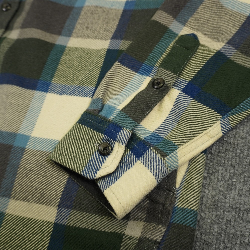 Orvis Heavy Flannel Button Down Shirt Mens Large Green Blue Plaid Pockets - Picture 3 of 11